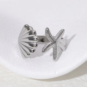 Modern luxury fine art editorial silver jewelry coastal statement ring gift for her.