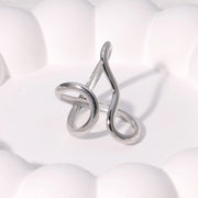 Modern luxury fine art editorial silver jewelry continuous loop ring gift for her.