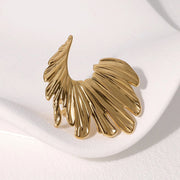Modern luxury fine art editorial jewelry chunky palm leaf ring gift for her.