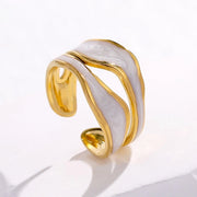 Modern luxury fine art sculptural jewelry enamel ring gift for her.