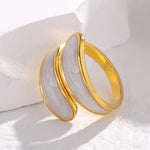 Modern luxury fine art editorial jewelry white enamel ring gift for her.