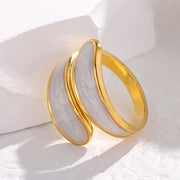 Modern luxury fine art editorial jewelry white enamel ring gift for her.