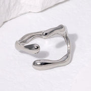 Modern luxury fine art editorial jewelry silver abstract ring gift for her.