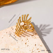 Modern luxury resort wear gold and pearl ring gift for her.