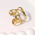Modern luxury fine art editorial gold jewelry wide band molten ring gift for her.