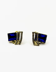 Best fashion jewelry in UAE blue square crystal earrings for women.