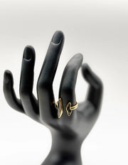 Waterproof gold and black open statement ring for women Dubai.