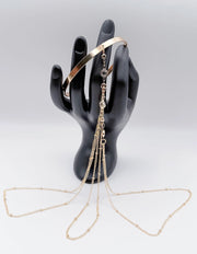 Non-tarnish cascading crystal upper arm bracelet for women Dubai luxury fashion.