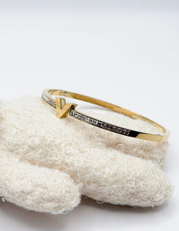 Vanguard Chevron Crystal Bangle | 18K Gold Plated & Silver | Waterproof