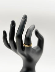 18K gold plated open work leaf vine ring by Biya Accessoires.