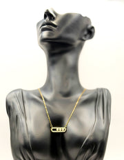 18K gold plated sliding crystal capsule pendant necklace.