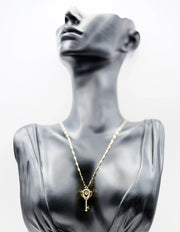18K gold plated imperial crown key pendant necklace by Biya Accessoires.