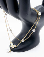 Waterproof gold layered pearl drop charm bracelet for women Dubai.