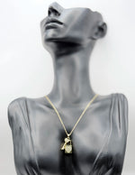 18K gold plated crystal heart padlock and key pendant necklace.