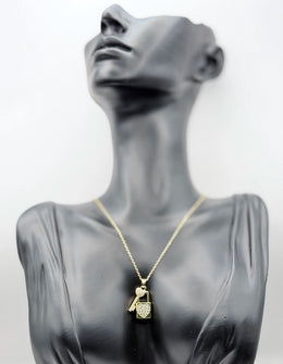 18K gold plated crystal heart padlock and key pendant necklace.