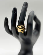 Modern luxury fine art editorial jewelry wide open work ring gift for her.