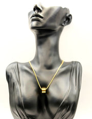 18K gold plated minimalist cylinder barrel pendant necklace.