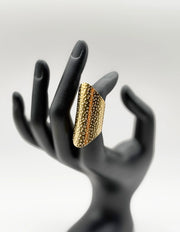 18K gold plated hammered shield wide ring by Biya Accessoires.