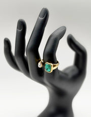 Waterproof gold two stone open ring for women Dubai.