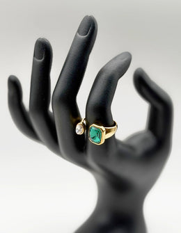 Waterproof gold two stone open ring for women Dubai.