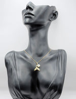18K gold plated pearl and crystal mermaid tail pendant in luxury gift box.