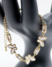 Waterproof gold white enamel insect charm bracelet for women Dubai.