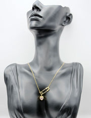 Waterproof non-tarnish artificial gold jewelry with heart pendant in a gift box.