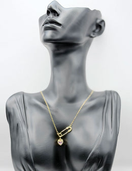 Waterproof non-tarnish artificial gold jewelry with heart pendant in a gift box.