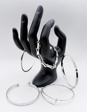 Non-tarnish silver statement bracelet set with bamboo motif for women Dubai.