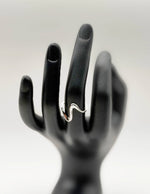Modern luxury fine art editorial jewelry linear wave ring gift for her.