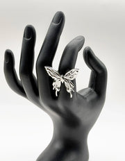 Waterproof silver large molten butterfly adjustable ring for women Dubai.