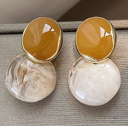Luxe Earth-Tone Marbled Drop Earrings | Biya Accessoires