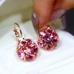 Luxe Rose Crystal Bouquet Gold Drop Earrings | Biya Accessoires