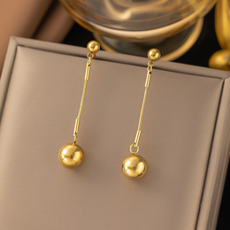 Minimalist Sphere Drop Snake Chain Earrings - Non-Tarnish Gold | Biya Accessoires