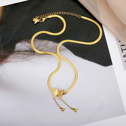 Ethereal Butterfly Snake Chain Lariat Necklace – 18K Gold Plated Non-Tarnish | Biya Accessoires