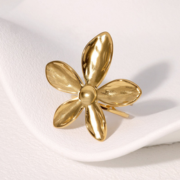 Solana Sculpted Bloom Statement Ring | 18K Gold Plated | Waterproof