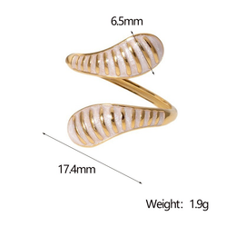 Aria Fluted Enamel Bypass Ring | 18K Gold Plated | Waterproof