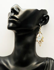 مجوهرات دبي gold plated faux tiger eye stone and crystal earrings for women.