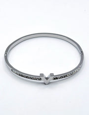 Vanguard Chevron Crystal Bangle | 18K Gold Plated & Silver | Waterproof
