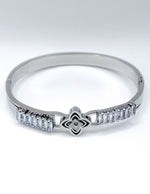 Hypoallergenic non-tarnish high polish silver rigid channel set bangle UAE.