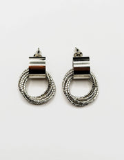Biya Accessoires artificial jewellery online dubai textured multi layer hoop earrings silver